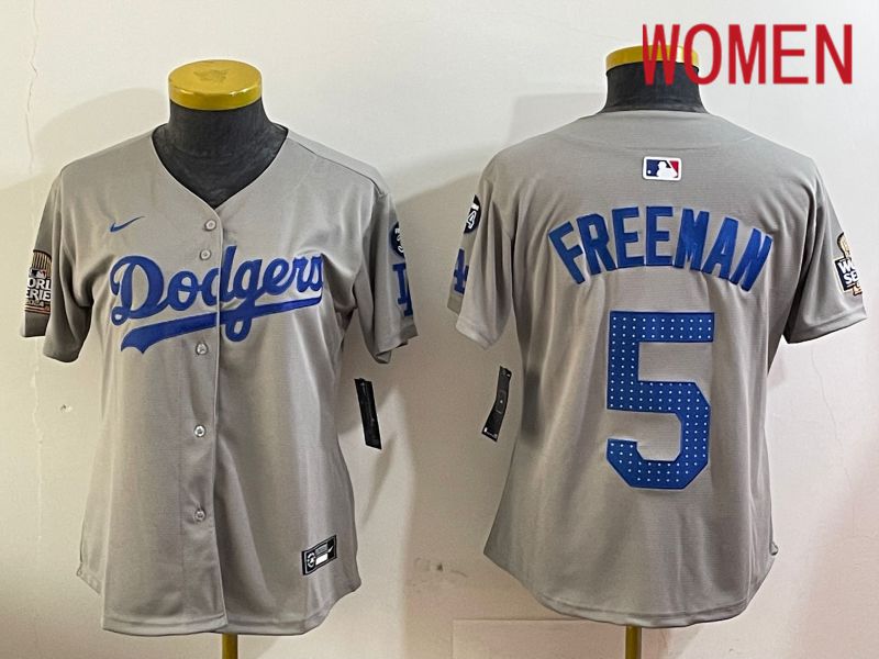 Women Los Angeles Dodgers #5 Freeman Grey Game 2024 Nike MLB Jersey style 12055